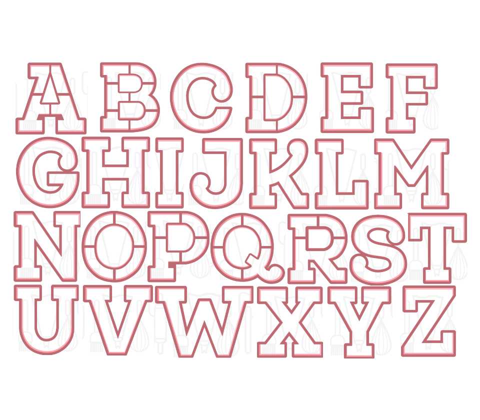 Letter A t/m Z uitstekers - set/26 - Klassiek - 3D geprint