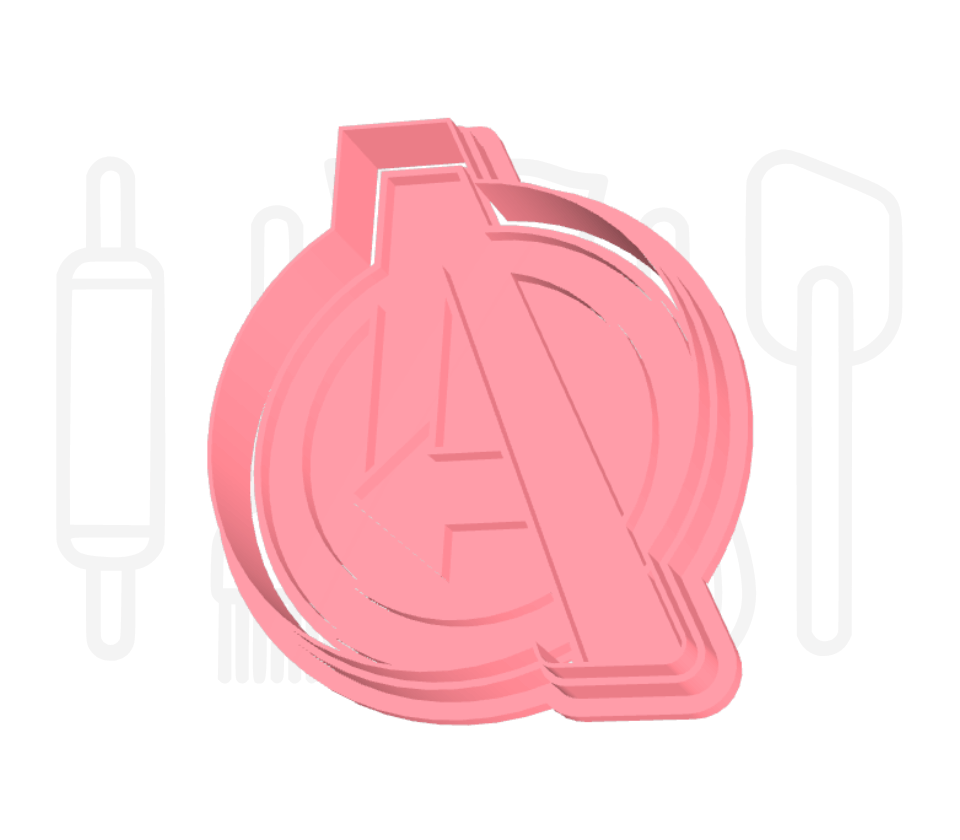 Marvels Avengers logo uitsteker + stempel - 3D-geprint