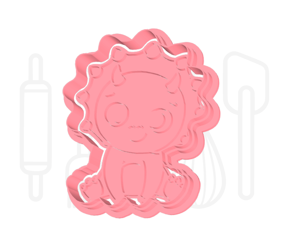 Baby 2 dinosaurus uitsteker + stempel - 3D-geprint