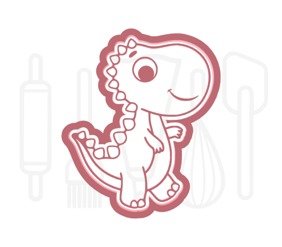 Baby 3 dinosaurus uitsteker + stempel - 3D-geprint