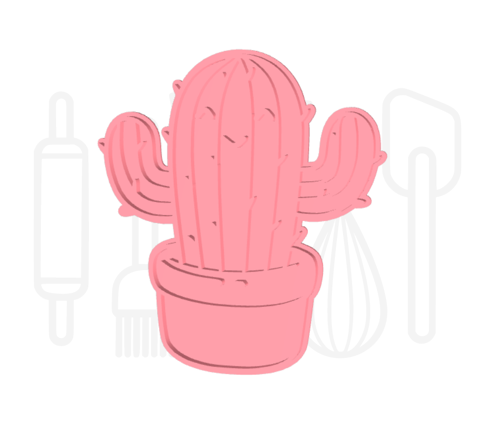 Cactus met gezichtje uitsteker + stempel - 3D geprint