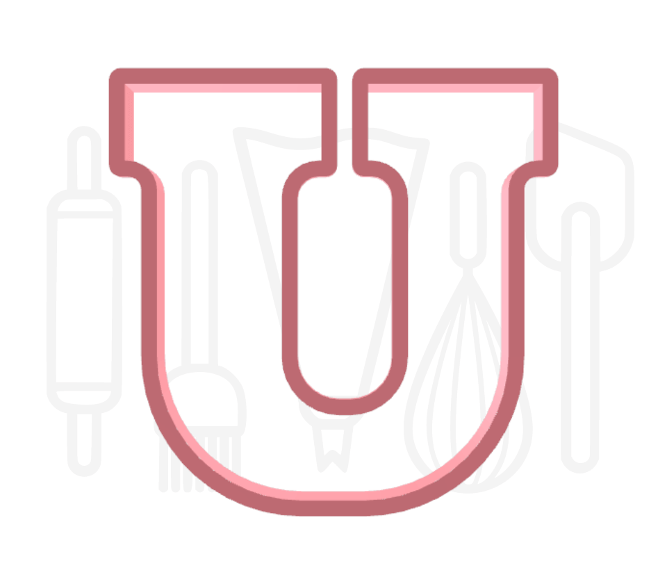 Letter U uitsteker - chocolade letter - 3D geprint