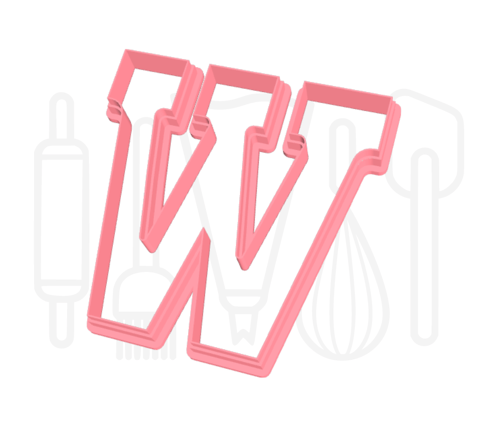Letter W uitsteker - chocolade letter - 3D geprint