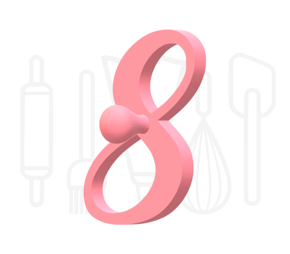 Stempel cijfer 8 - script - 3D geprint