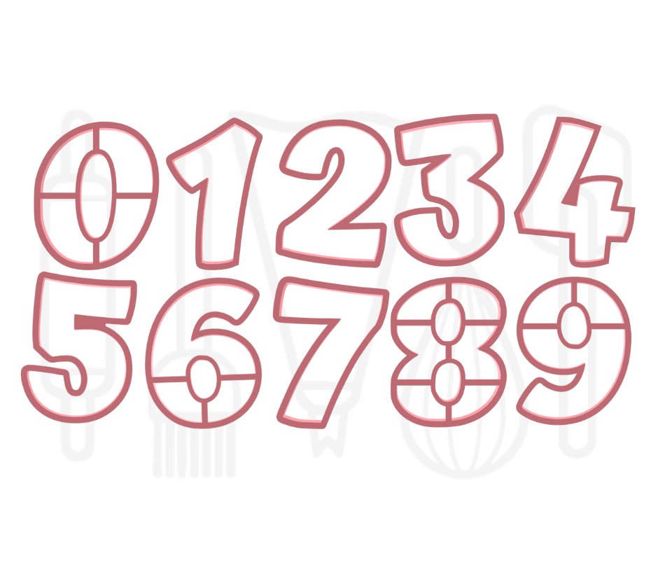 Cijfer 0 t/m 9 uitstekers - set/9 - Speels - 3D geprint
