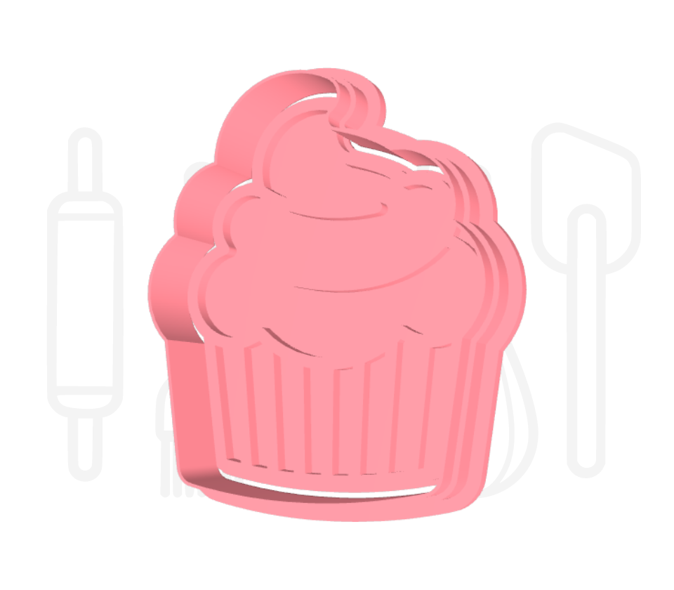 Cupcake uitsteker + stempel - 3D geprint
