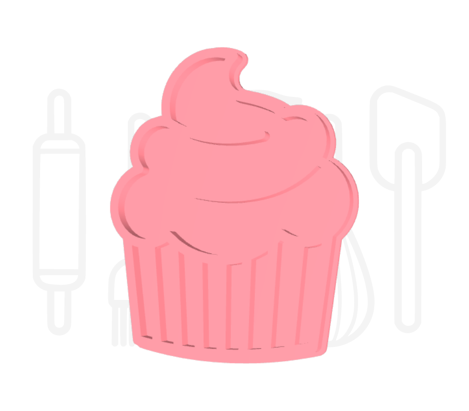 Cupcake uitsteker + stempel - 3D geprint