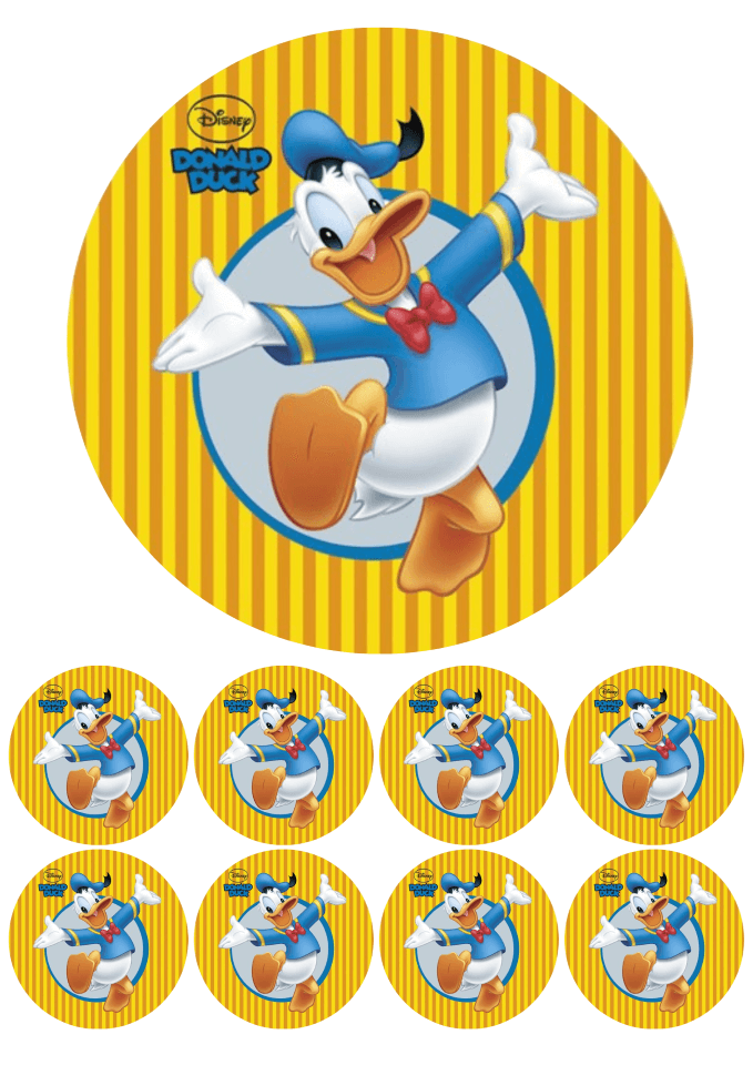 Eetbare print - 17,5 cm rond + 8 rondjes 5 cm - Eend