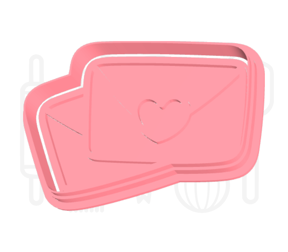 Enveloppen met hart uitsteker + stempel - 3D-geprint