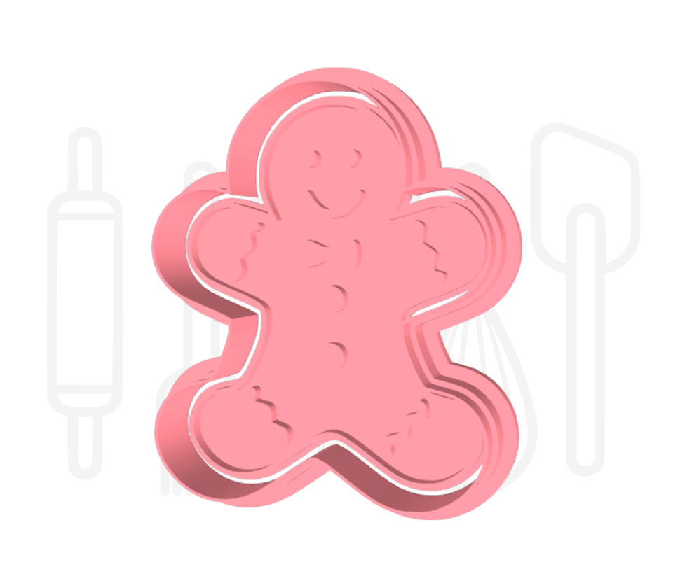 Gingerbread poppetje uitsteker + stempel - 3D geprint