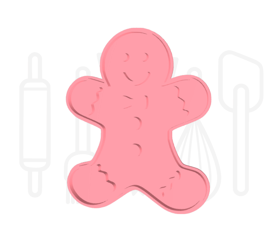 Gingerbread poppetje uitsteker + stempel - 3D geprint