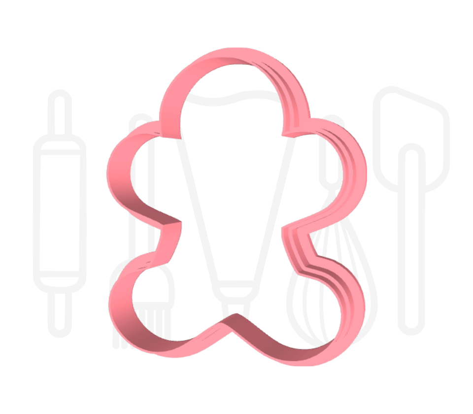 Gingerbread poppetje uitsteker + stempel - 3D geprint