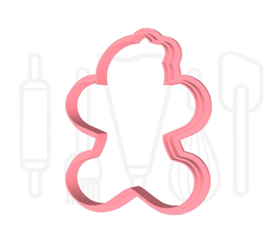 Gingerbread poppetje met jurkje uitsteker + stempel - 3D geprint