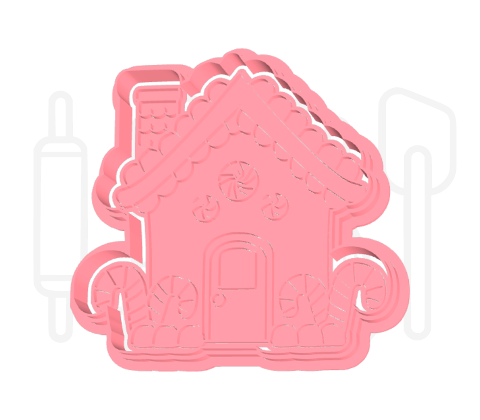 Gingerbread snoephuisje uitsteker + stempel - 3D-geprint