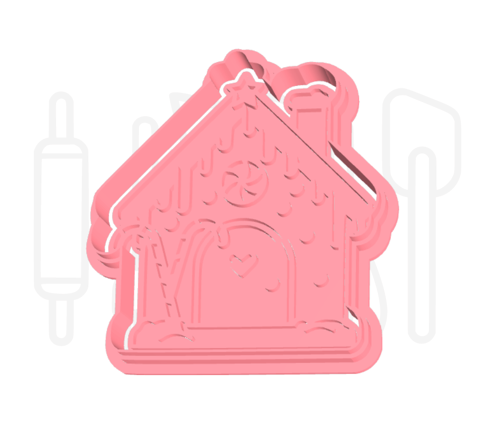Gingerbread koekhuisje uitsteker + stempel - 3D-geprint