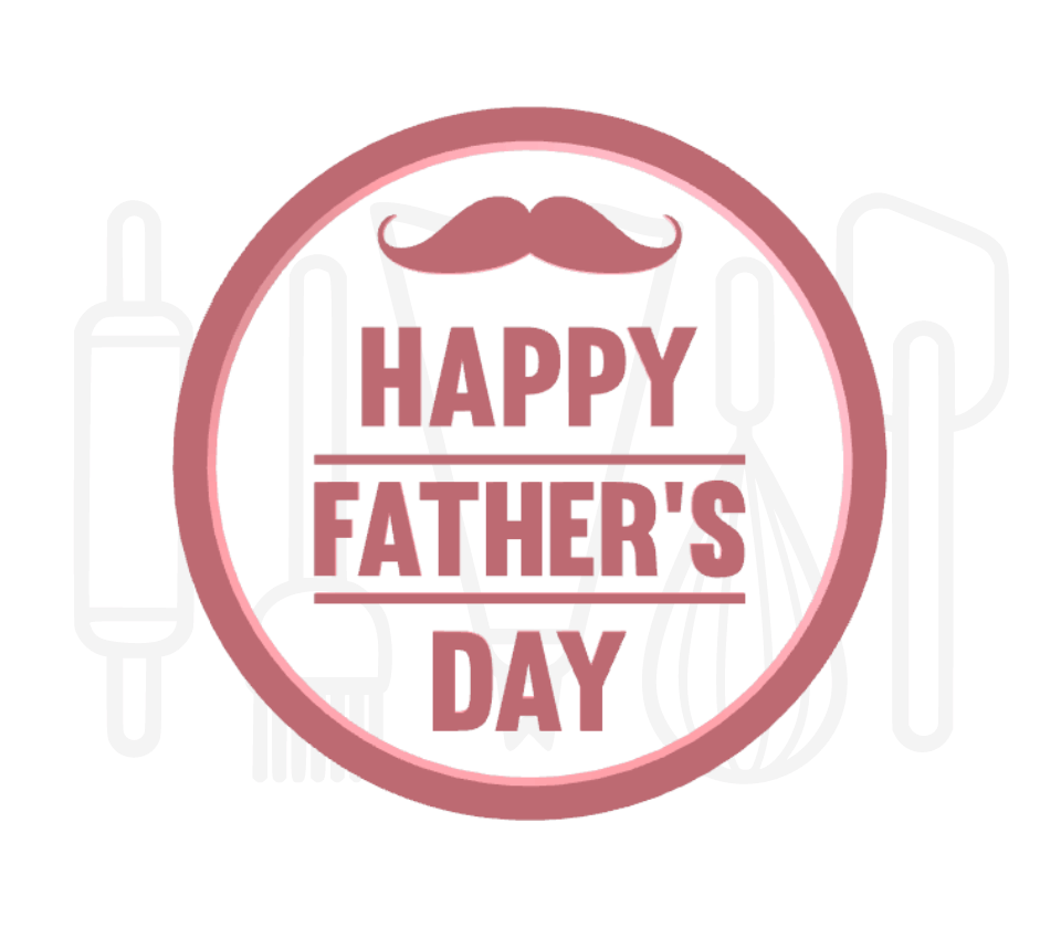 Happy fathersday met snor uitsteker + stempel - 3D geprint