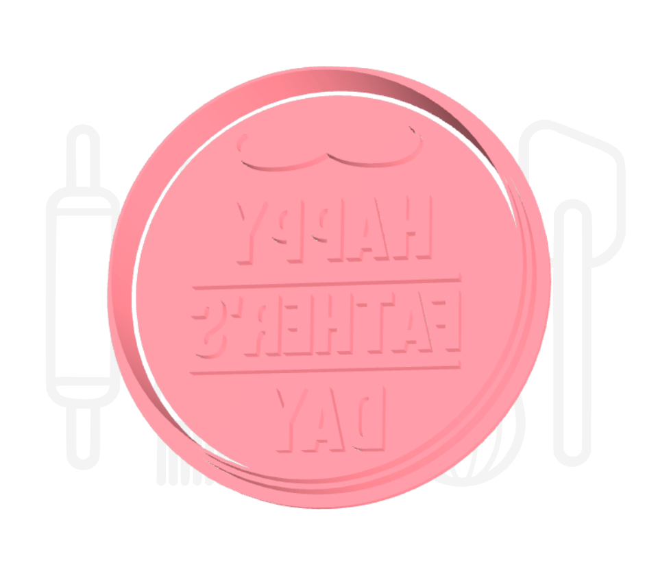 Happy fathersday met snor uitsteker + stempel - 3D geprint
