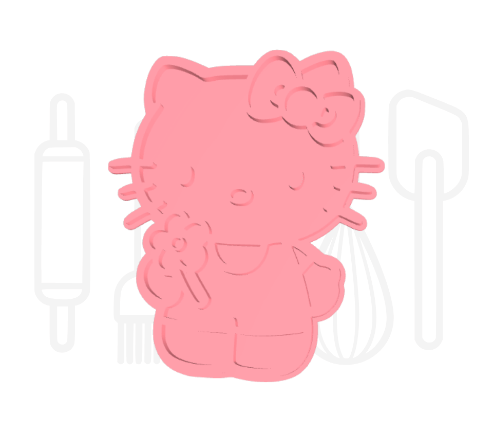 Poes met strikje uitsteker + stempel - 3D-geprint
