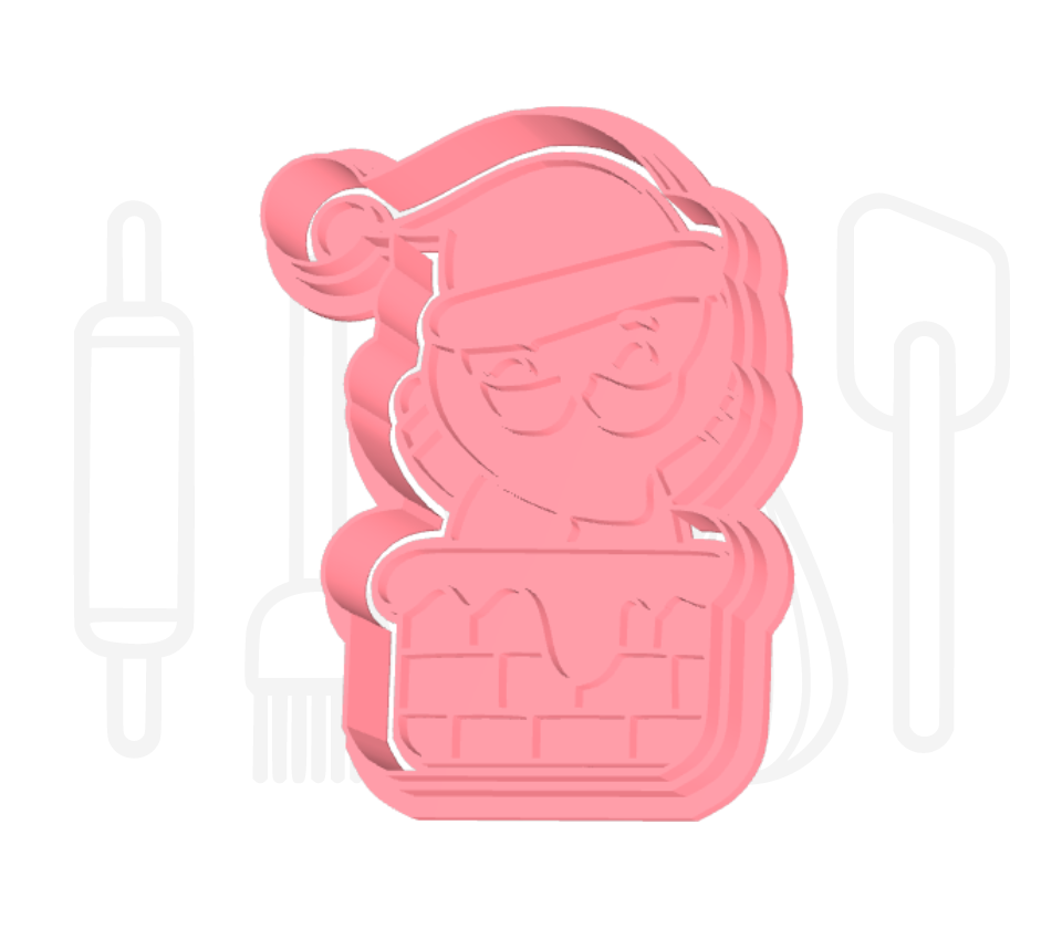Kerstman in schoorsteen uitsteker + stempel - 3D-geprint