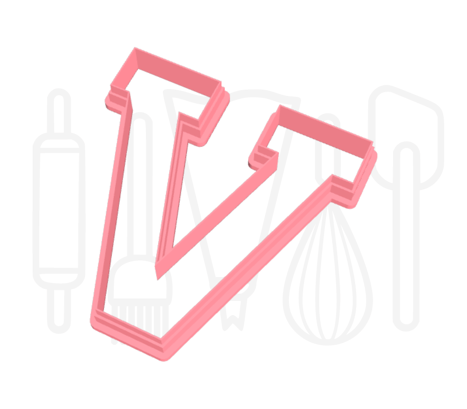Letter V uitsteker - klassiek - 3D geprint