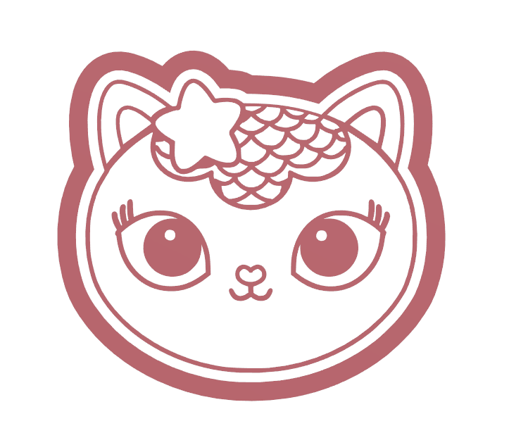Meerminkat uitsteker + stempel - 3D-geprint