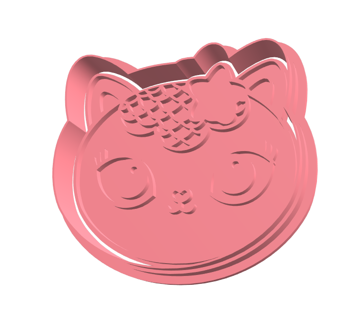 Meerminkat uitsteker + stempel - 3D-geprint