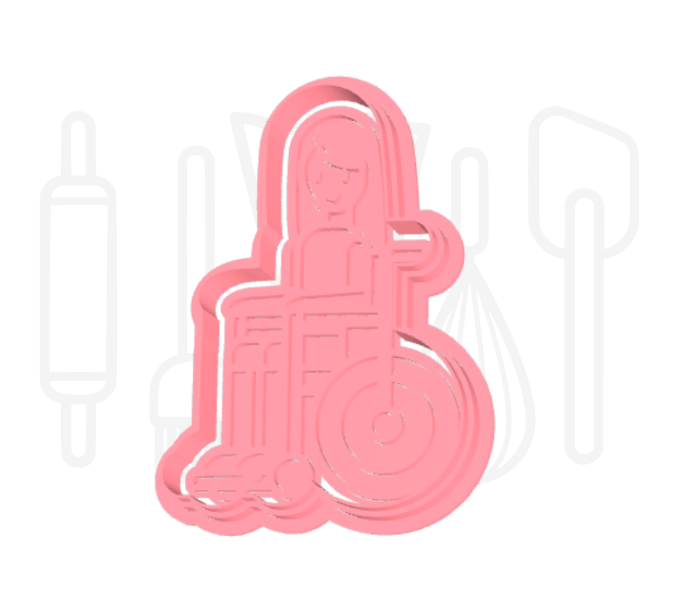 Meisje in rolstoel uitsteker + stempel - 3D geprint
