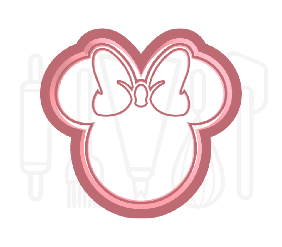 Contour van muis met strik uitsteker + stempel - 3D-geprint