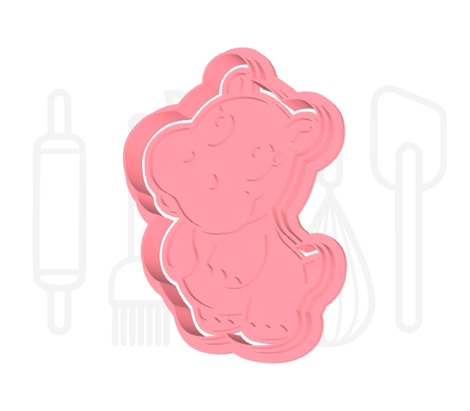 Nijlpaard uitsteker + stempel - 3D-geprint
