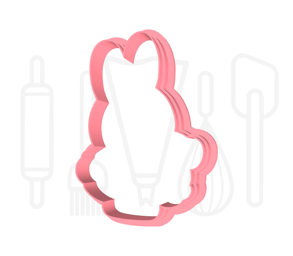 Konijntje met beer uitsteker + stempel - 3D-geprint