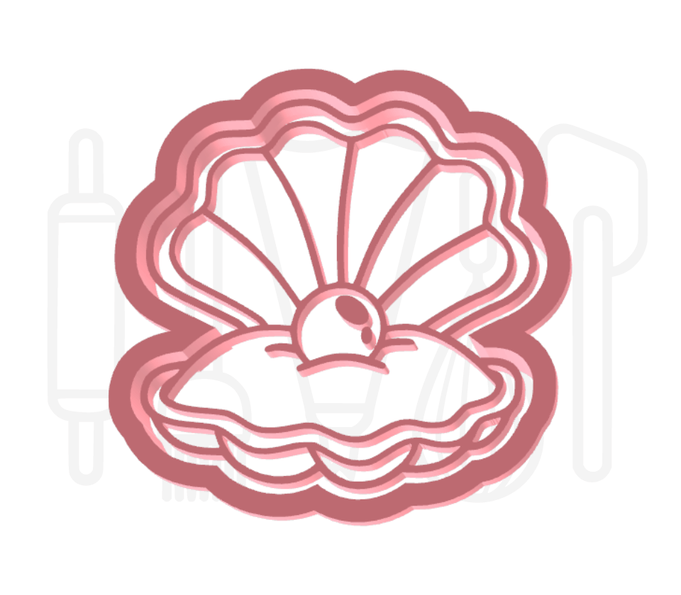 Oester met parel uitsteker + stempel - 3D-geprint