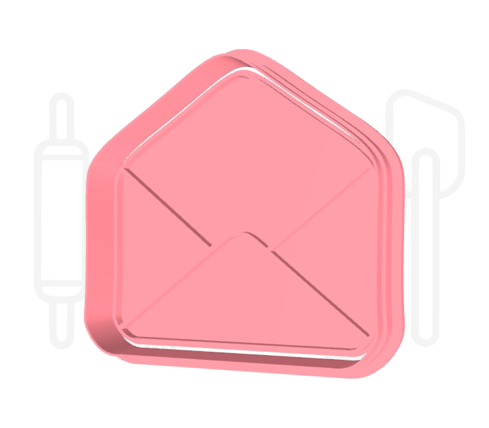 Open envelop uitsteker + stempel - 3D geprint
