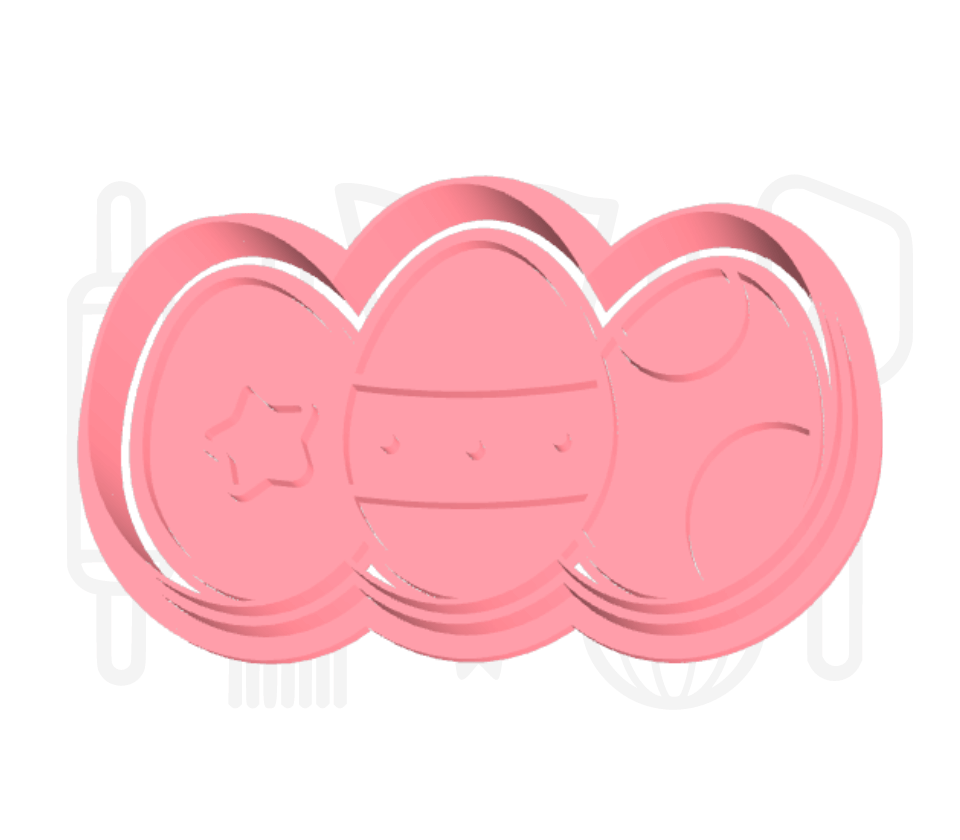Drie paaseieren uitsteker + stempel - 3D-geprint