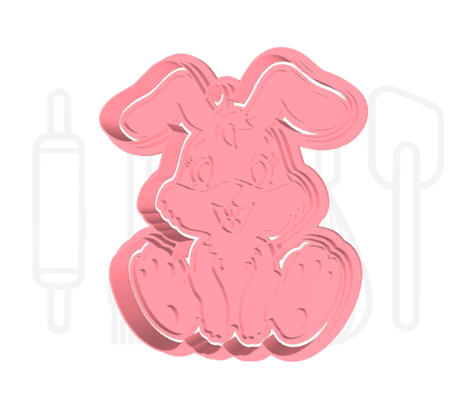 Paashaas zittend uitsteker + stempel - 3D geprint