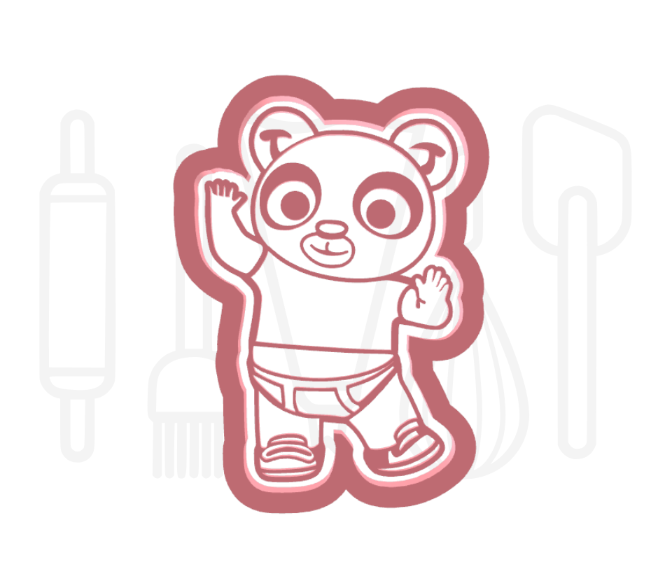 Tekenfilm panda uitsteker + stempel - 3D-geprint