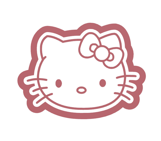 Poes met strikje hoofd uitsteker + stempel - 3D-geprint