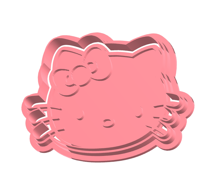 Poes met strikje hoofd uitsteker + stempel - 3D-geprint