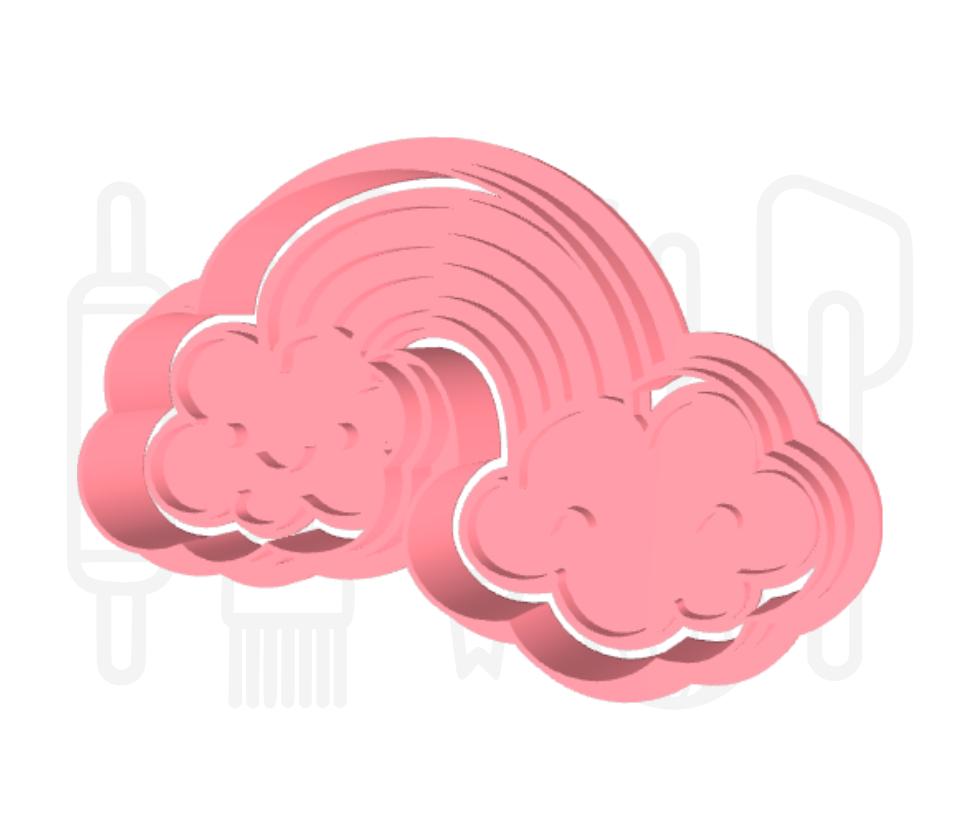Regenboog met wolken uitsteker + stempel - 3D geprint