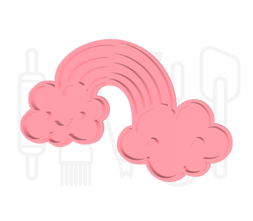 Regenboog met wolken uitsteker + stempel - 3D geprint