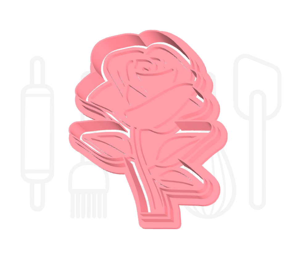 Roos op steel uitsteker + stempel - 3D-geprint