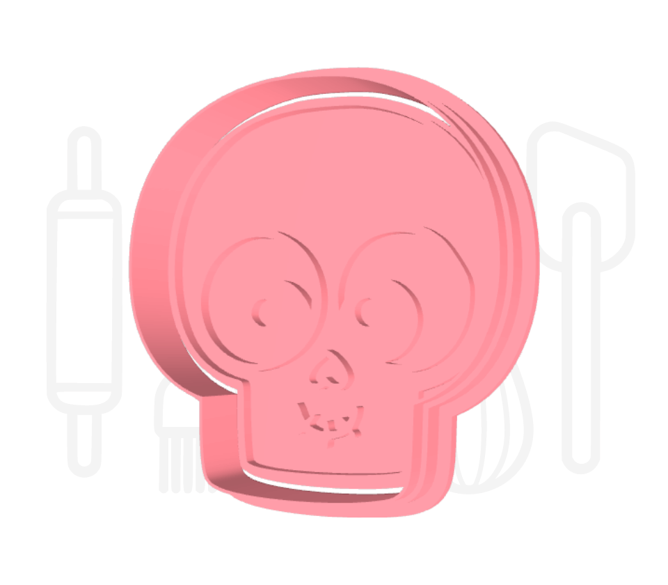 Skelet hoofd 2 uitsteker + stempel - 3D-geprint