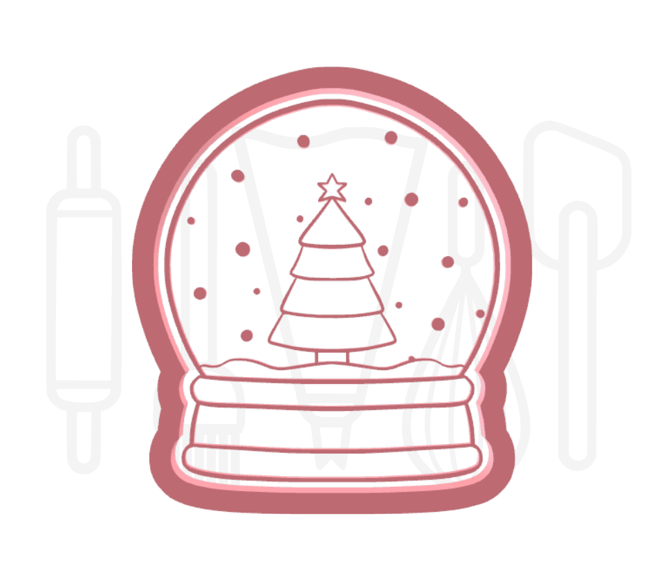 Sneeuwbol met kerstboom uitsteker + stempel - 3D-geprint