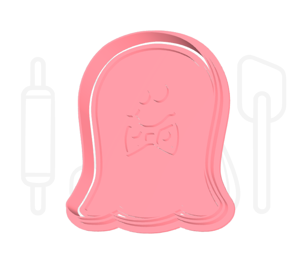 Spook met strik uitsteker + stempel - 3D-geprint