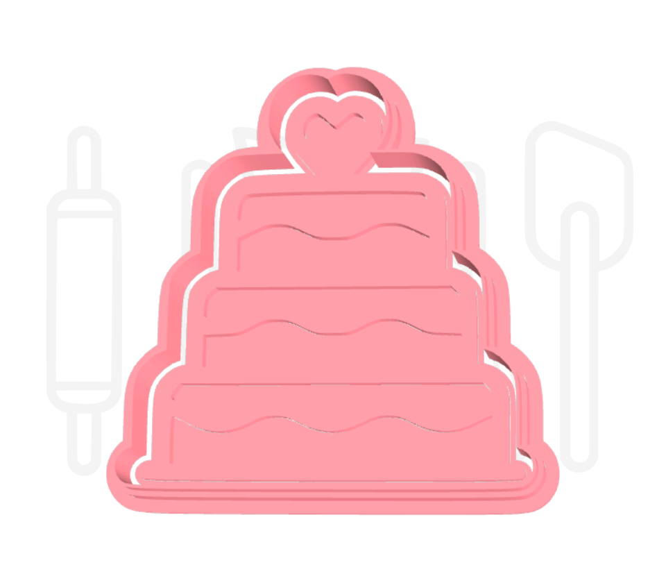 Stapeltaart met harttopper uitsteker + stempel - 3D-geprint