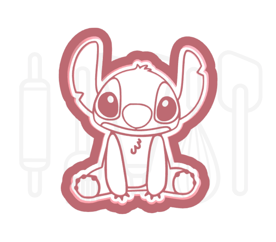 Monstertje zittend uitsteker + stempel - 3D-geprint