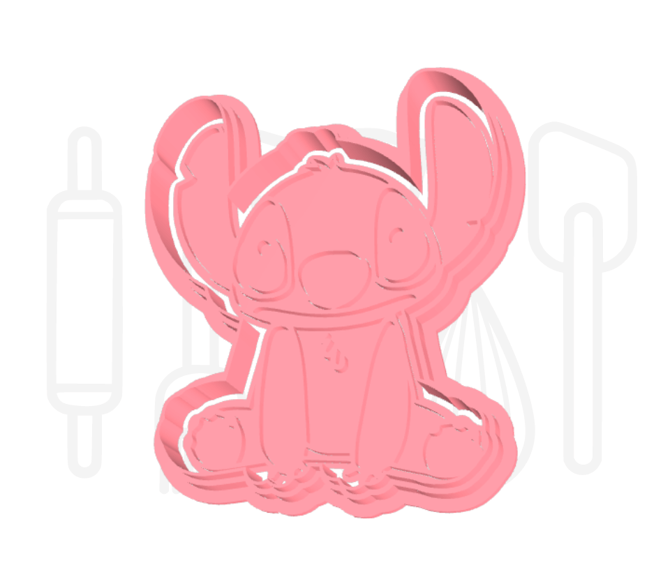 Monstertje zittend uitsteker + stempel - 3D-geprint