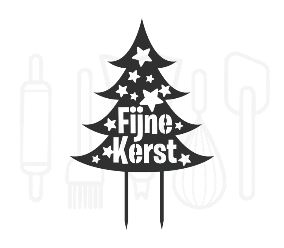 Taarttopper - Kerstboom fijne kerst met sterren
