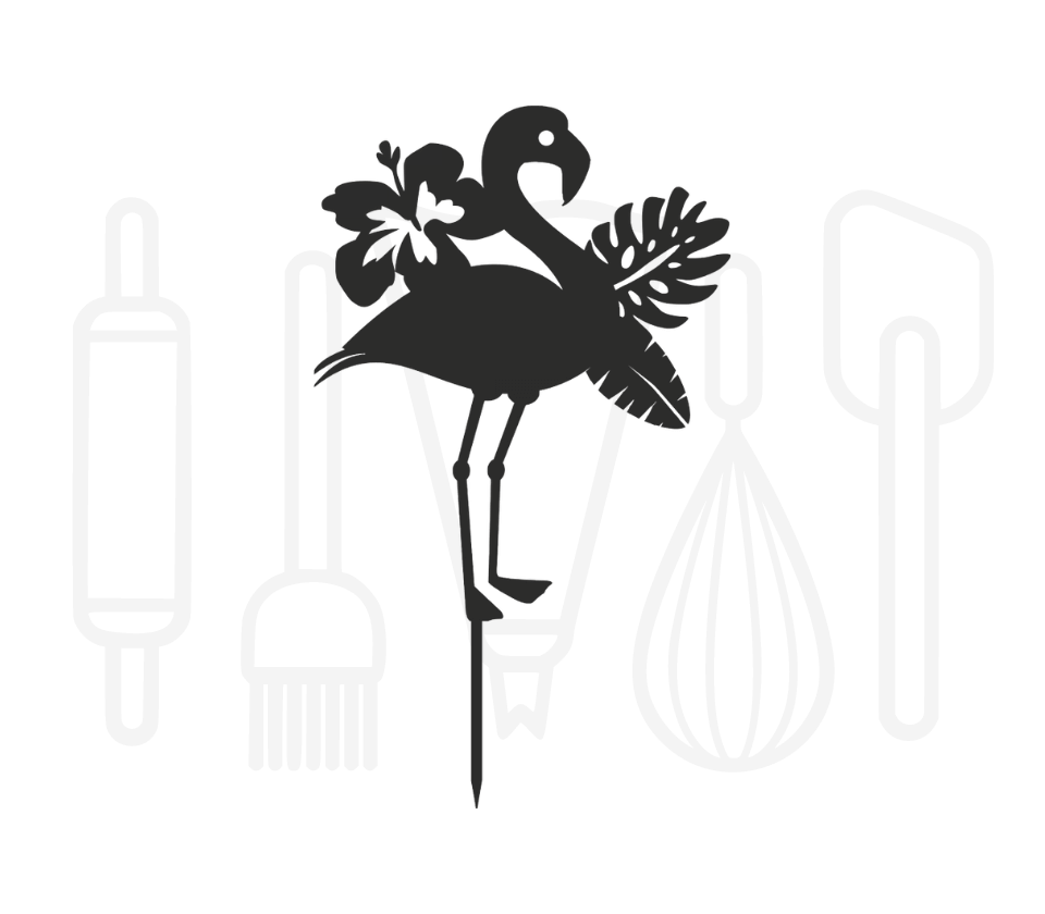 Taarttopper - Flamingo met tropische bladeren