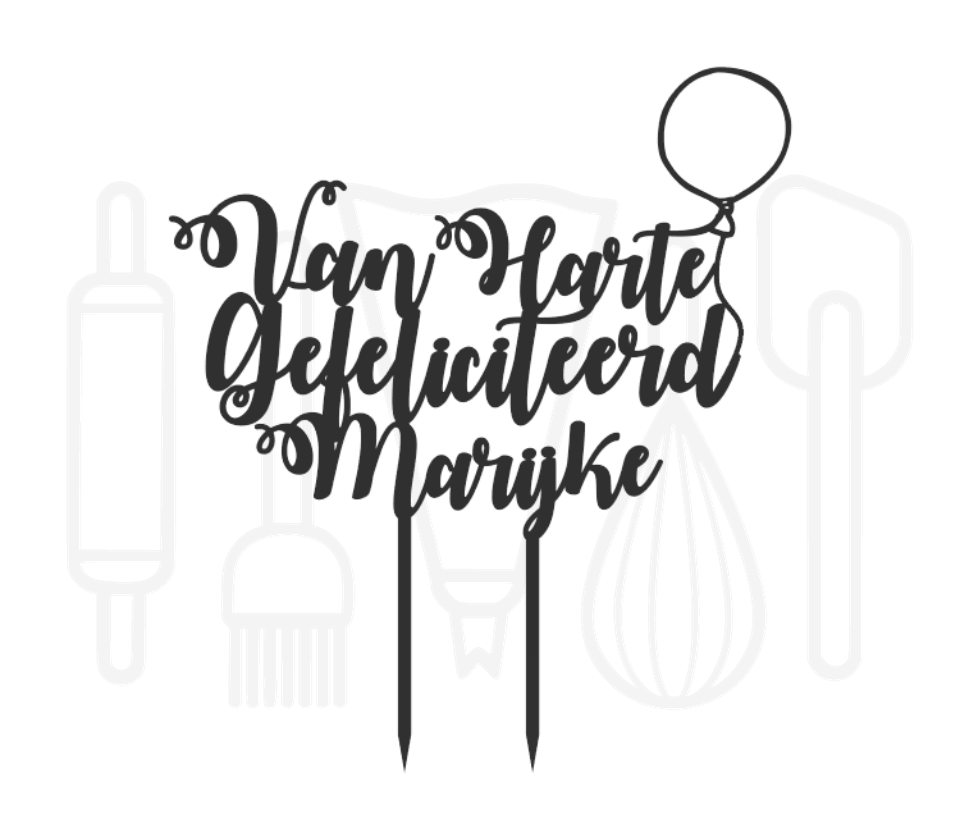Taarttopper - Van harte gefeliciteerd Sierlijk + voornaam