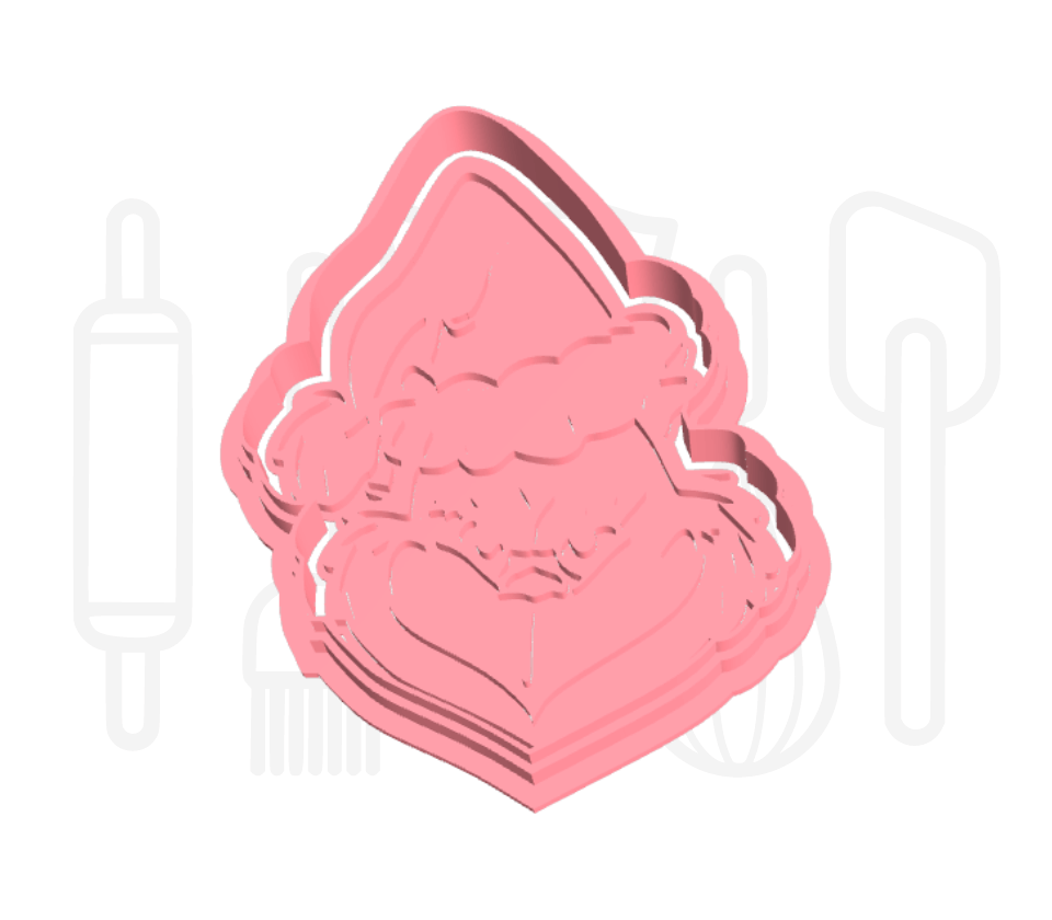 De Grinch met kerstmuts uitsteker + stempel - 3D-geprint